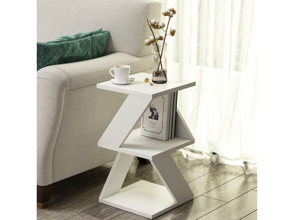 Albeni" wooden side table - 30 x 30 x 50 cm - White