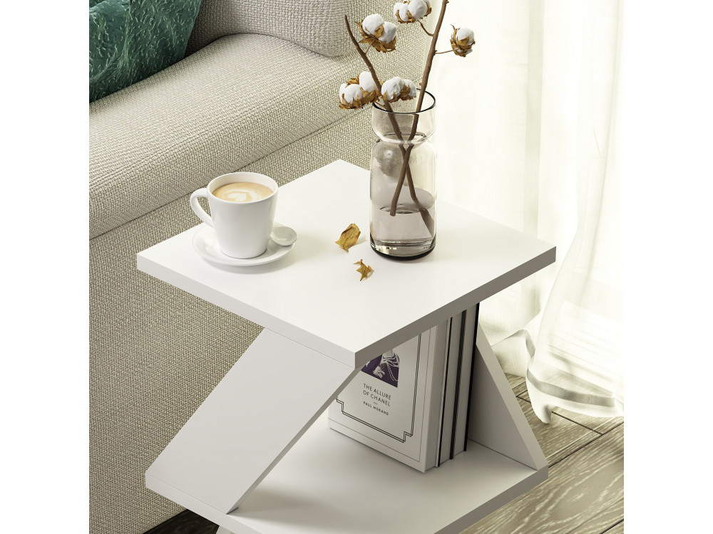 Albeni" wooden side table - 30 x 30 x 50 cm - White
