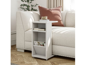 Filinta" wooden side table - 30 x 40 x 63 cm - White 2