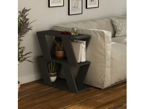 Lazena" wooden side table - 60 x 22 x 57 cm - Anthracite 2
