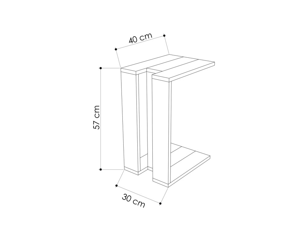 Muju" wooden side table - 30 x 40 x 57 cm - Oak-Anthracite