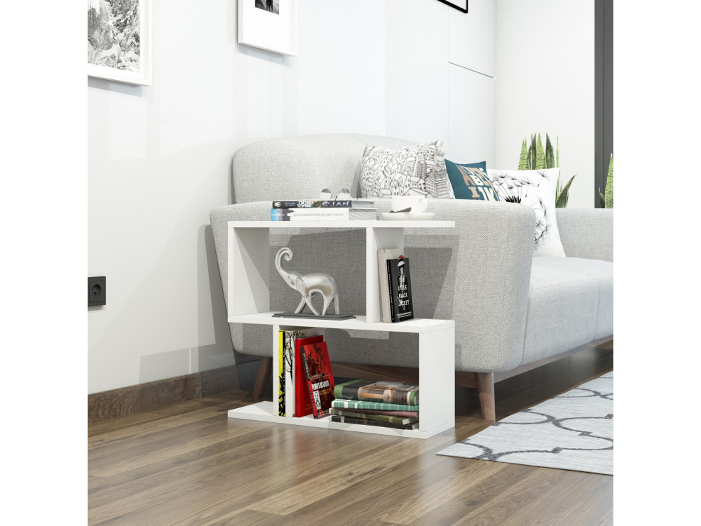 Lale" wooden side table - 60 x 20 x 55 cm - White