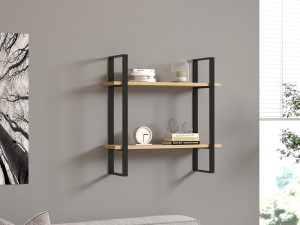 Buba" wooden wall shelf - 70 x 22 x 70 cm - Brown 2