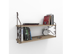 Seramoni" wooden wall shelf - 72 x 22 x 51 cm - Taupe 2
