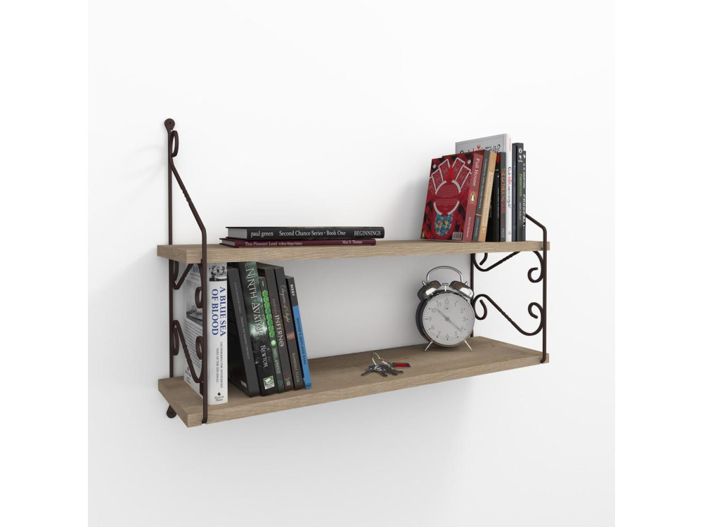 Seramoni" wooden wall shelf - 72 x 22 x 51 cm - Taupe