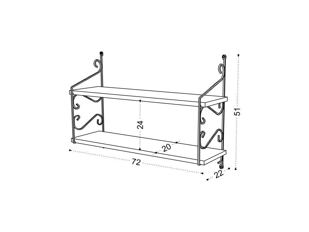 Seramoni" wooden wall shelf - 72 x 22 x 51 cm - Taupe