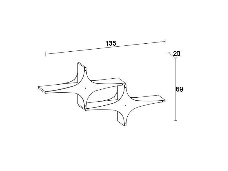 Susen" wooden wall shelf - 135 x 20 x 69 cm - White