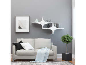 Susen" wooden wall shelf - 135 x 20 x 69 cm - White 2