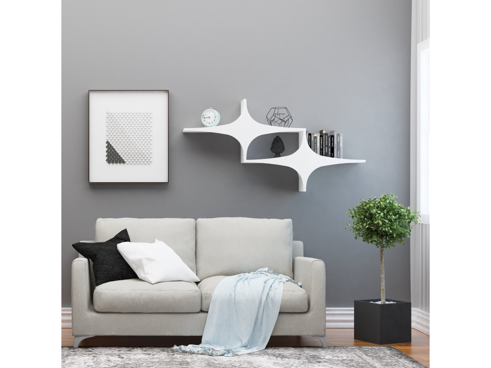 Susen" wooden wall shelf - 135 x 20 x 69 cm - White