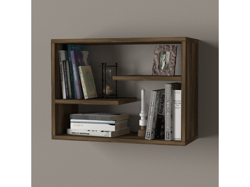 Wooden wall shelf "Tino" - 60 x 19 x 44 cm - Walnut