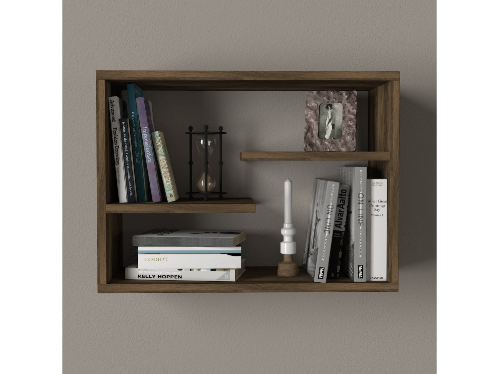 Wooden wall shelf "Tino" - 60 x 19 x 44 cm - Walnut