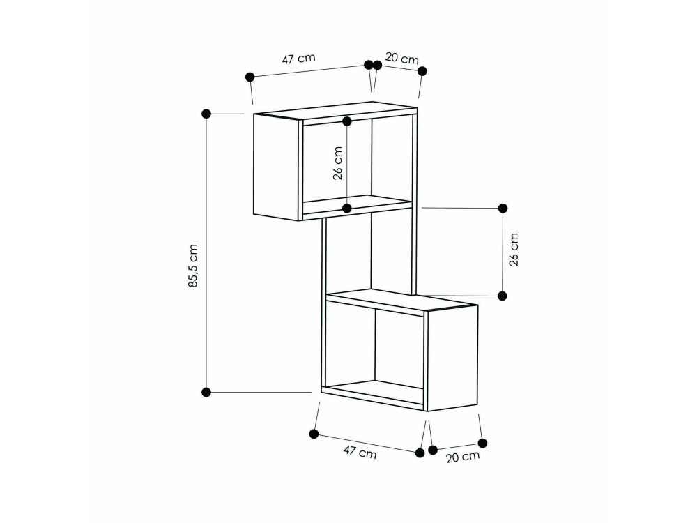 Part" wooden wall shelf - 47 x 20 x 85 cm - White