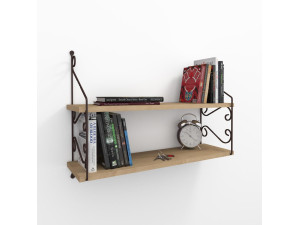 Seramoni" wooden wall shelf - 72 x 22 x 51 cm - Oak 2