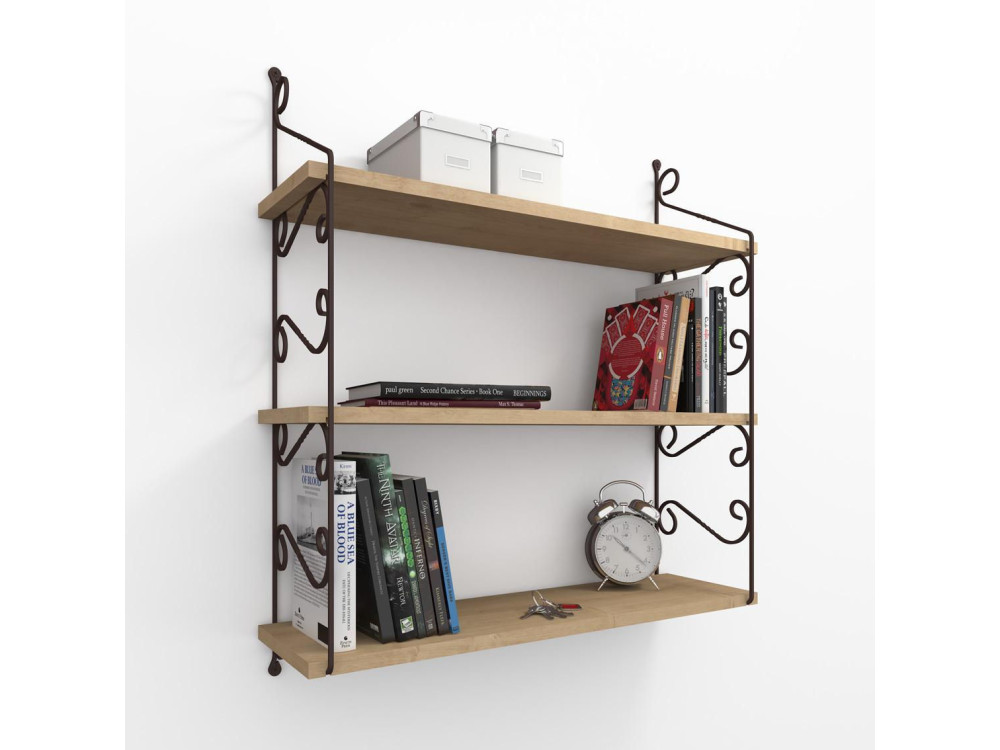 Wooden wall shelf "Seramoni" 72 x 20 x 80 cm - Oak