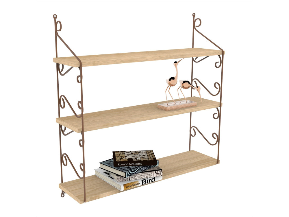 Wooden wall shelf "Seramoni" 72 x 20 x 80 cm - Oak
