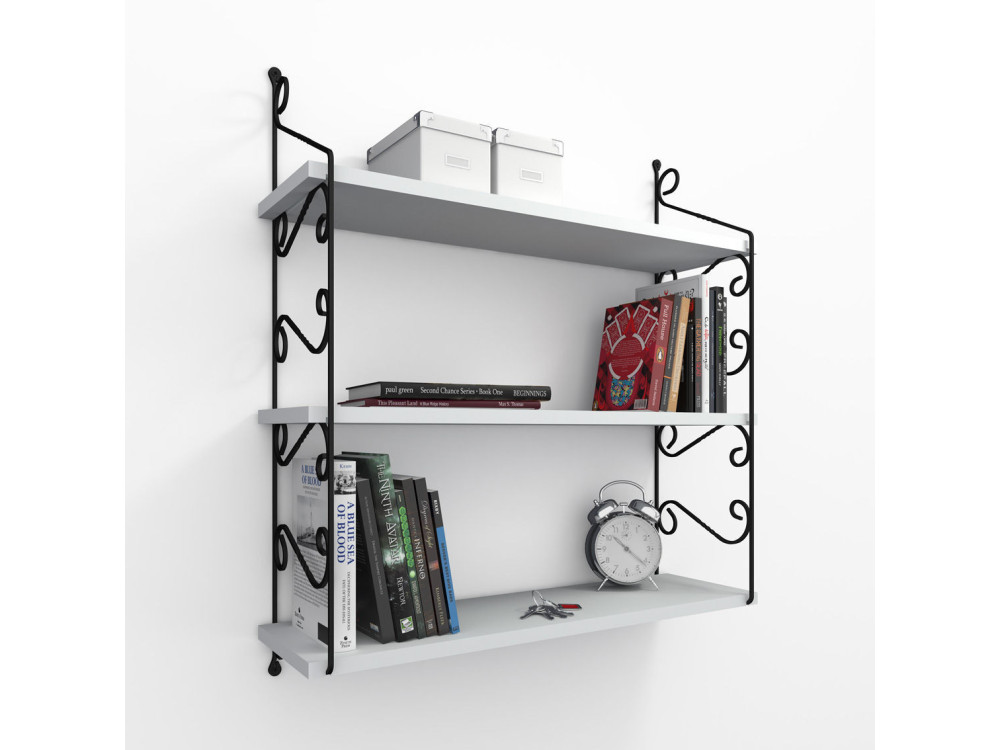Seramoni" wooden wall shelf 72 x 20 x 81 cm - White