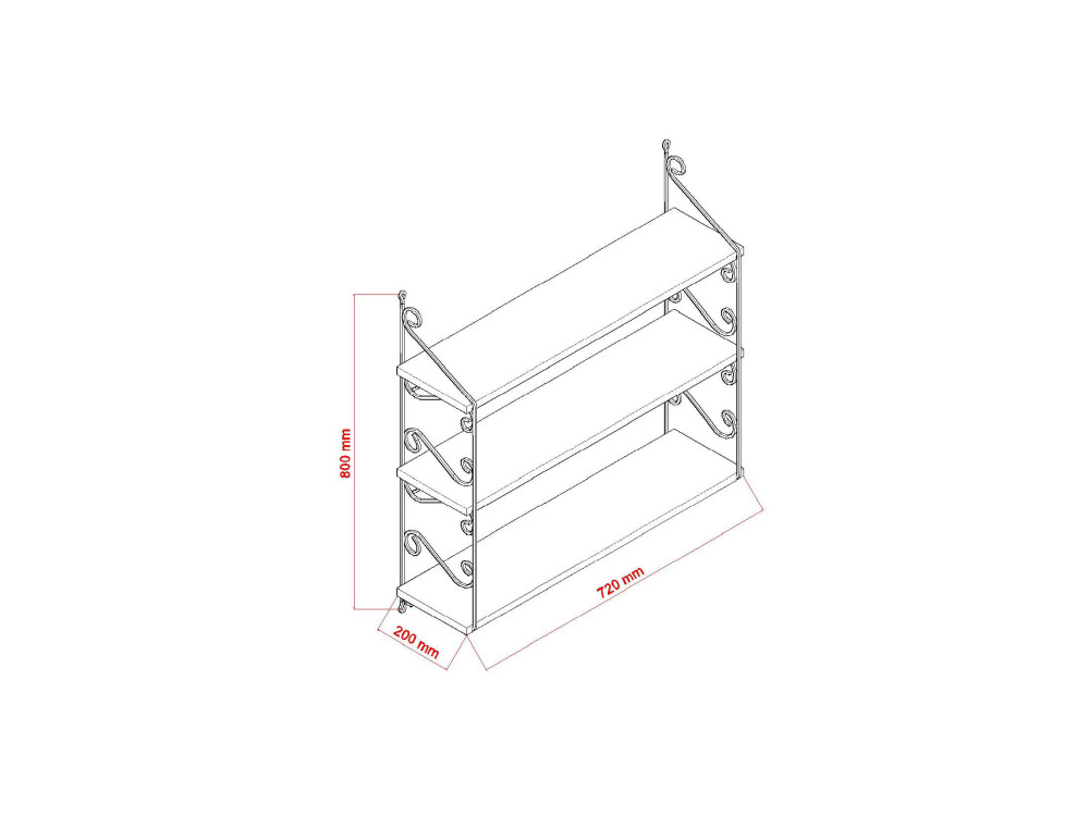 Seramoni" wooden wall shelf 72 x 20 x 81 cm - White