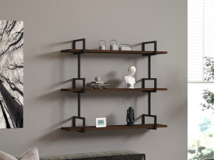 Uras" wooden wall shelf - 87 x 22 x 76 cm - Walnut 2