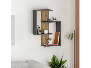 Paranoid" wooden wall shelf - 64 x 22 x 85 cm - AnthraciteOak 2