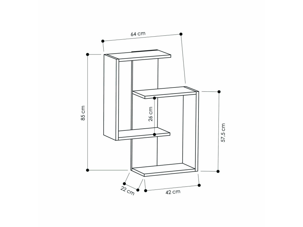 Paranoid" wooden wall shelf - 64 x 22 x 85 cm - AnthraciteOak