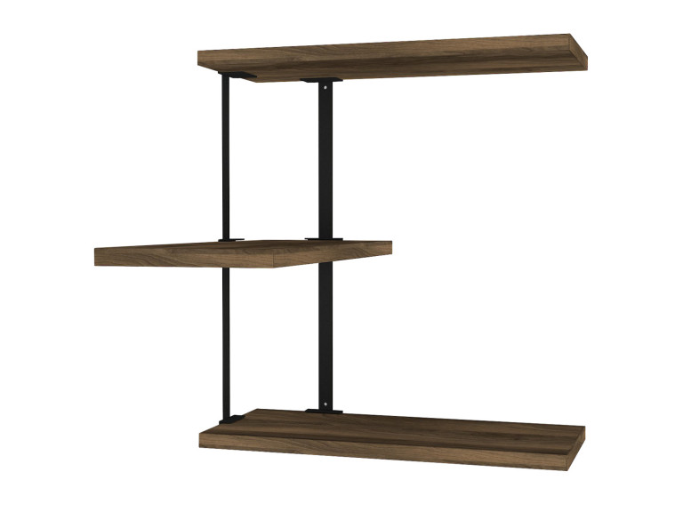 Frisbi" wooden wall shelf - 45 x 20 x 47 cm - WalnutBlack