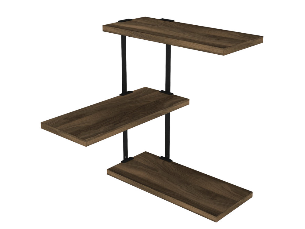 Frisbi" wooden wall shelf - 45 x 20 x 47 cm - WalnutBlack
