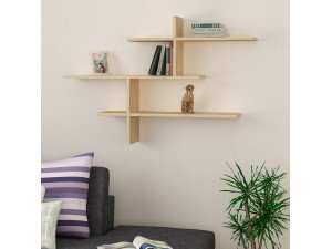Leo" wooden wall shelf - 123 x 22 x 80 cm - Oak 2