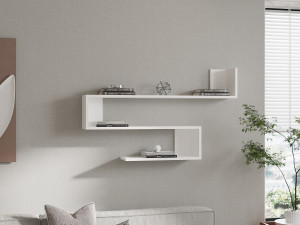Wooden wall shelf "Penne" - 120 x 20 x 71 cm - White 2