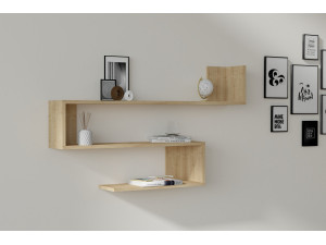 Penne" wooden wall shelf - 120 x 20 x 71 cm - Sapphire Oak 2