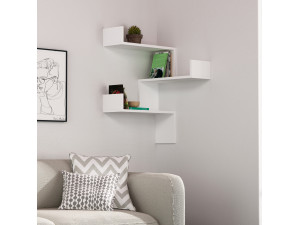 Luksa" wooden wall shelf - 60 x 60 x 90 cm - White 2