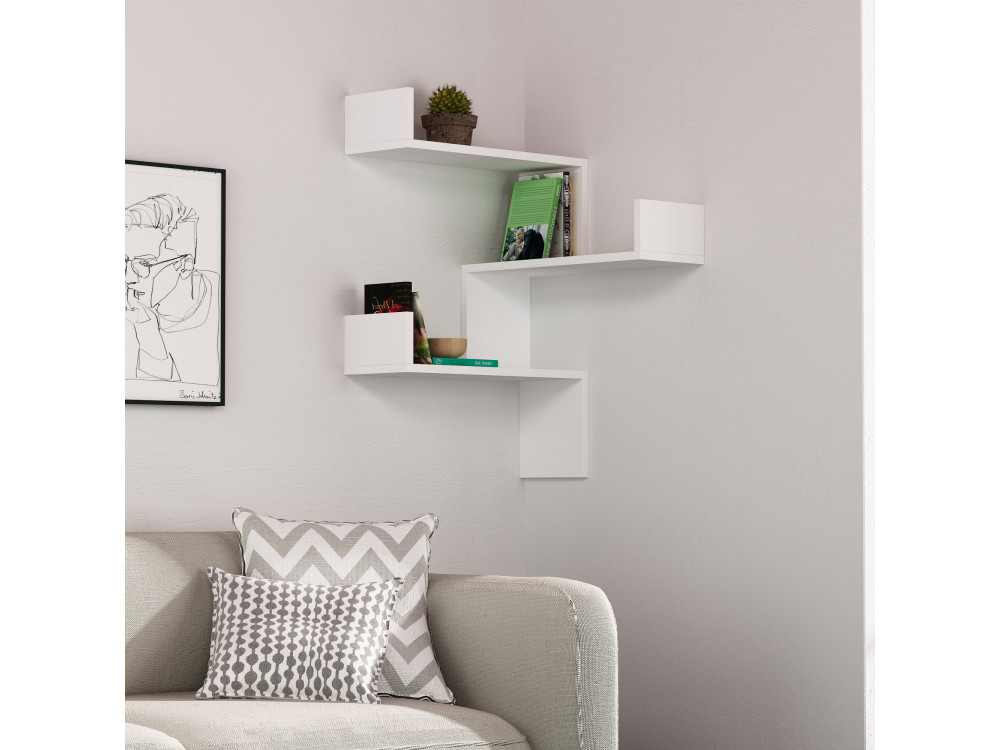 Luksa" wooden wall shelf - 60 x 60 x 90 cm - White