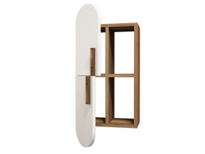 Rose" wooden wall shelf - 35 x 22 x 60 cm - WalnutWhite