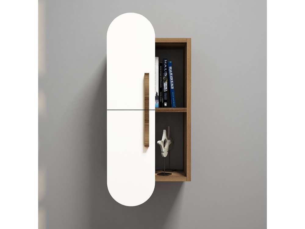 Rose" wooden wall shelf - 35 x 22 x 60 cm - WalnutWhite