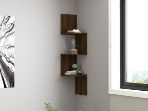 Zikzak" wooden wall shelf - 25 x 25 x 105 cm - Walnut 2
