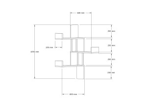 Wooden wall shelf "Bombe" - 60 x 20 x 105 cm - White