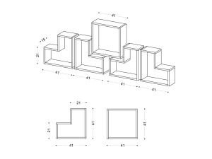 Elitra" wooden wall shelf - 180 x 15 x 59 cm - White