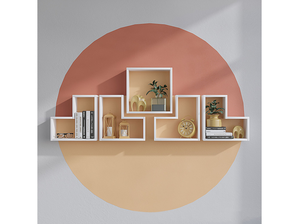 Elitra" wooden wall shelf - 180 x 15 x 59 cm - White