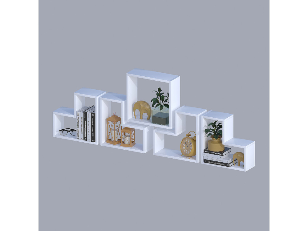 Elitra" wooden wall shelf - 180 x 15 x 59 cm - White