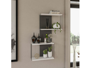 Destan" wooden wall shelf - 65 x 19 x 96 cm - White 2