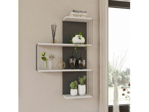 Cambel" wooden wall shelf - 64 x 19 x 96 cm - White 2