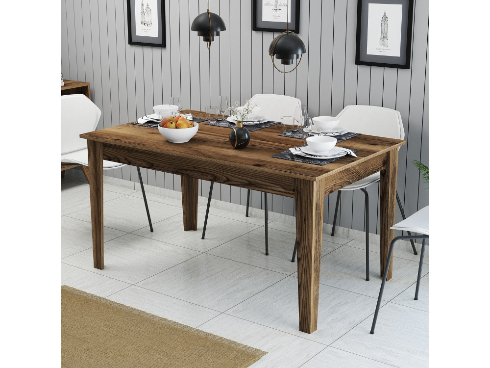 Milan500" wooden dining table - 145 x 88 x 75 cm - Brown
