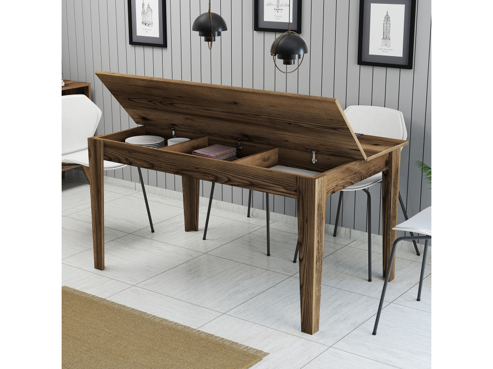 Milan500" wooden dining table - 145 x 88 x 75 cm - Brown