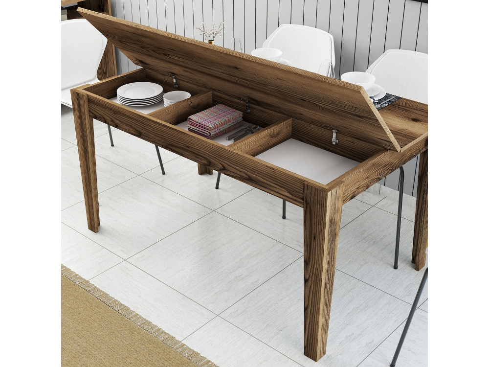Milan500" wooden dining table - 145 x 88 x 75 cm - Brown
