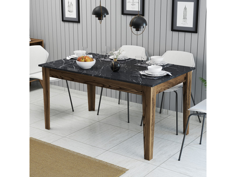 Milan500" wooden dining table - 145 x 88 x 75 cm - Black