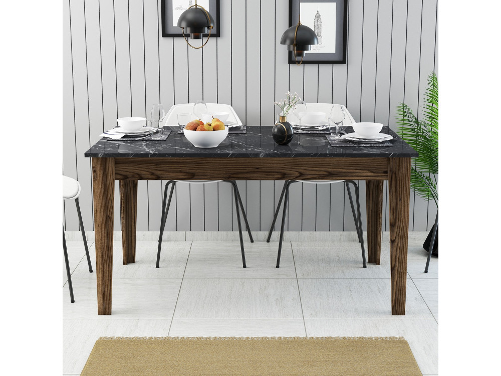 Milan500" wooden dining table - 145 x 88 x 75 cm - Black