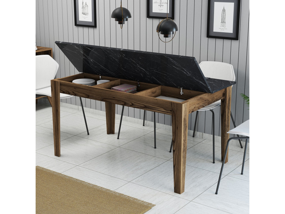 Milan500" wooden dining table - 145 x 88 x 75 cm - Black