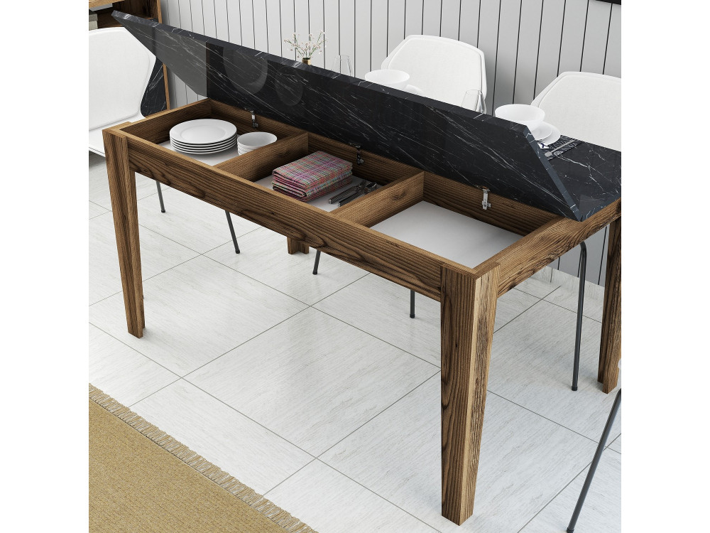 Milan500" wooden dining table - 145 x 88 x 75 cm - Black
