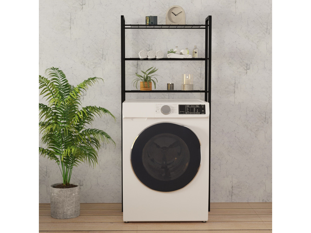 Nigel" metal washing machine cabinet - 68 x 24 x 150 cm - Black