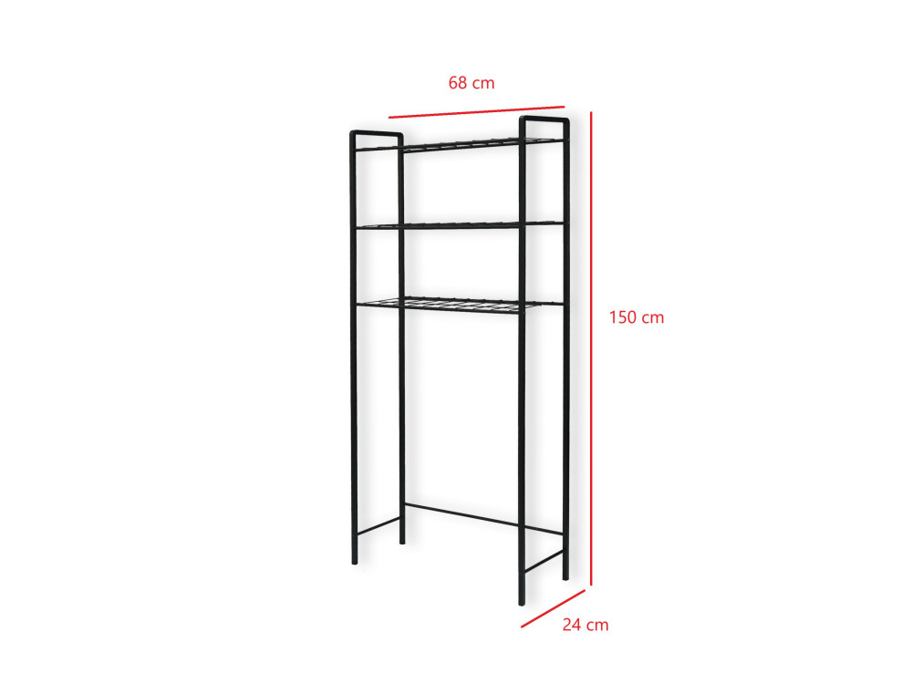 Nigel" metal washing machine cabinet - 68 x 24 x 150 cm - Black