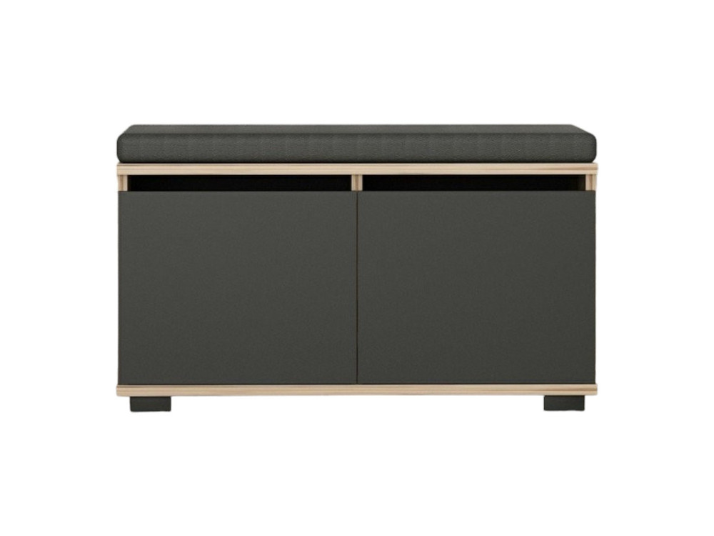 Drago" wooden shoe cabinet - 80 x 35 x 42 cm - Charcoal grey